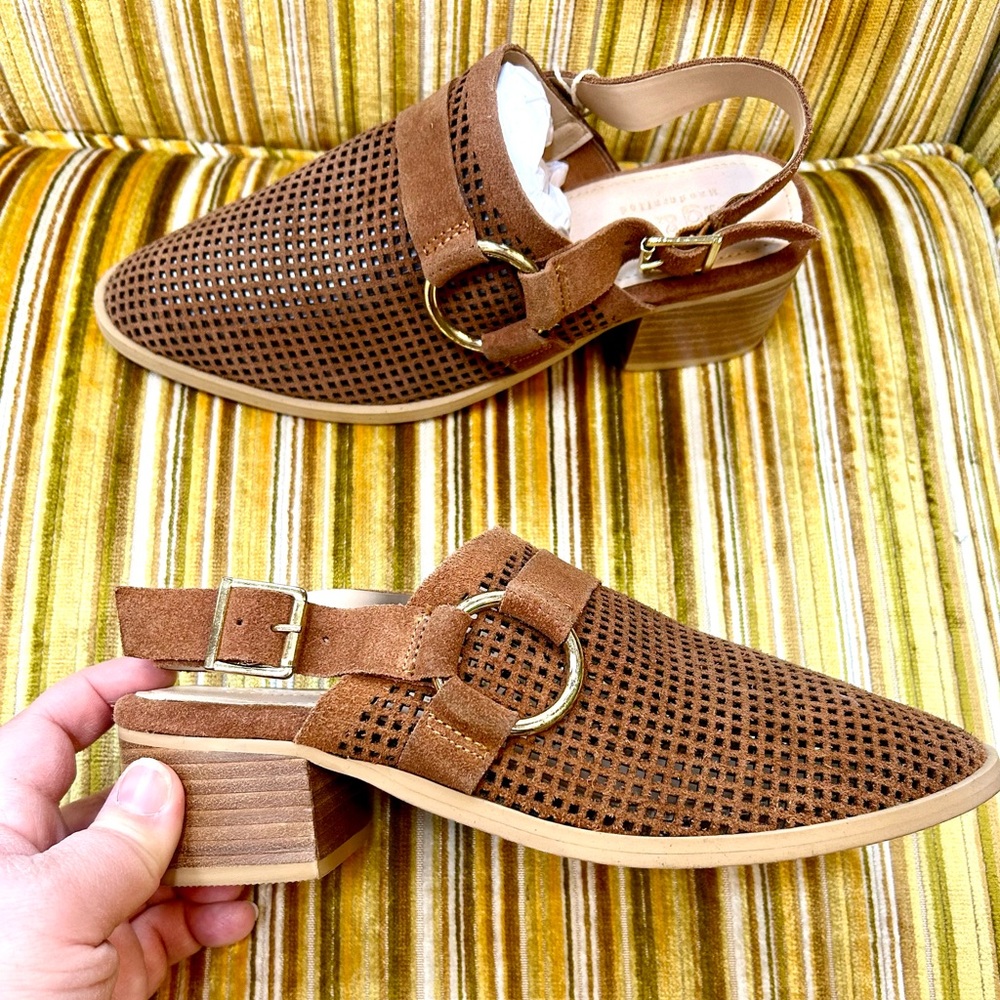Rag & Co Rosalie Brown Women's Slingback Block Heel Shoes